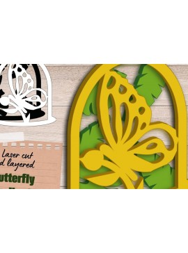 Σετ των 2 Intra απο ξύλο plywood 3mm-4mm πάχος Τέχνη τοίχου με στρώματα πεταλούδας, Insect Δίασταση 30x20 cm INTRAFABR-90207592