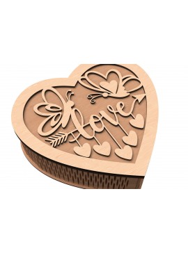 Σετ των 2 Intra απο ξύλο plywood 3mm-4mm πάχος Butterfly Love Heart Box Δίασταση 15x15 cm INTRAFABR-113117829