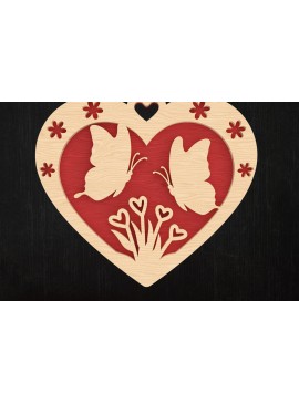Σετ των 3 Intra απο ξύλο plywood 3mm-4mm πάχος Butterfly Love Heart Valentine Δίασταση 8x8 cm INTRAFABR-113314849