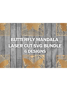 Σετ των 2 Intra απο ξύλο plywood 3mm-4mm πάχος κοπής με λέιζερ πεταλούδα Mandala/Ξύλο Δίασταση 30x30 cm INTRAFABR-39361278