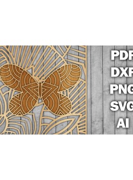Σετ των 2 Intra απο ξύλο plywood 3mm-4mm πάχος Butterfly Mandala /Ξυλοκόψιμο Δίασταση 30x30 cm INTRAFABR-39361151