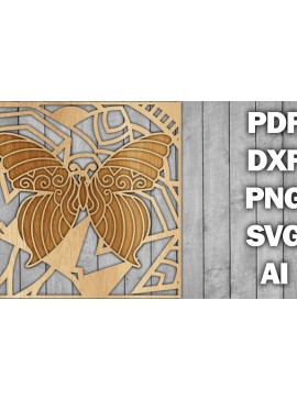 Intra απο ξύλο plywood 3mm-4mm πάχος Butterfly Mandala /Ξυλοκόψιμο Δίασταση 30x30 cm INTRAFABR-39361154