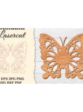 Σετ των 2 Intra απο ξύλο plywood 3mm-4mm πάχος Πεταλούδα Mandala  Δίασταση 30x30 cm INTRAFABR-121045388