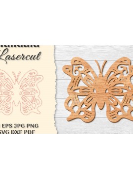 Intra απο ξύλο plywood 3mm-4mm πάχος Πεταλούδα Mandala  Δίασταση 30x30 cm INTRAFABR-121045402