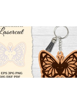 Σετ των 3 Intra απο ξύλο plywood 3mm-4mm πάχος Μπρελόκ Butterfly Mandala  Δίασταση 6x6 cm INTRAFABR-121325472