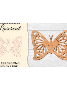 Σετ των 2 Intra απο ξύλο plywood 3mm-4mm πάχος Πεταλούδα Mandala  Δίασταση 30x30 cm INTRAFABR-121045386