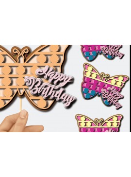 Σετ των 3 Intra απο ξύλο plywood 3mm-4mm πάχος Butterfly Pop It 3d Cake Topper Δίασταση 15x15 cm INTRAFABR-36123129