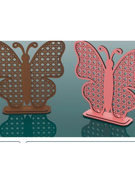 Σετ των 2 Intra απο ξύλο plywood 3mm-4mm πάχος Stand σκουλαρικιών πεταλούδας Rattan Δίασταση 15x15 cm INTRAFABR-65641214