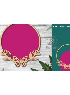 Σετ των 2 Intra απο ξύλο plywood 3mm-4mm πάχος Πινακίδα στρογγυλή πεταλούδα 4 Δίασταση 30x20 cm INTRAFABR-122555520