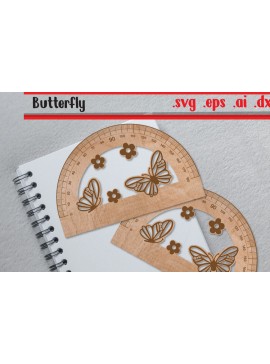 Σετ των 2 Intra απο ξύλο plywood 3mm-4mm πάχος Butterfly Ruler Arch - Ruler Protactor Δίασταση 15x15 cm INTRAFABR-104880901