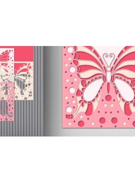 Σετ των 2 Intra απο ξύλο plywood 3mm-4mm πάχος Κουτί σκιάς πεταλούδας Διακόσμηση τοίχου με Δίασταση 25x25 cm INTRAFABR-71380171