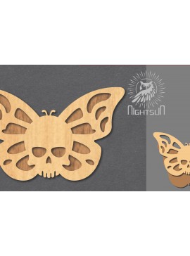 Σετ των 2 Intra απο ξύλο plywood 3mm-4mm πάχος Διακόσμηση κοπής με λέιζερ κρανίου πεταλούδας 1 Δίασταση 15x15 cm INTRAFABR-123688767