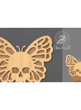 Σετ των 3 Intra απο ξύλο plywood 3mm-4mm πάχος Διακόσμηση κοπής με λέιζερ κρανίου πεταλούδας 2 Δίασταση 15x15 cm INTRAFABR-123688798