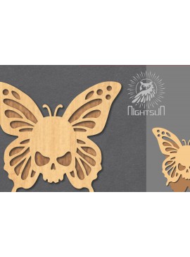 Σετ των 2 Intra απο ξύλο plywood 3mm-4mm πάχος Διακόσμηση με κρανίου πεταλούδας 3 Δίασταση 15x15 cm INTRAFABR-123688836