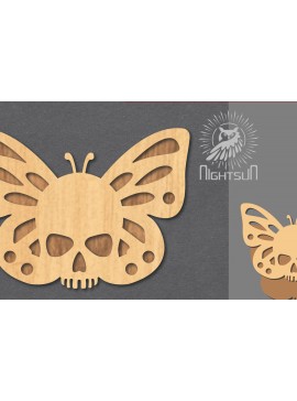 Σετ των 2 Intra απο ξύλο plywood 3mm-4mm πάχος Διακόσμηση κοπής με λέιζερ κρανίου πεταλούδας 4 Δίασταση 15x15 cm INTRAFABR-123688860