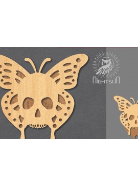 Σετ των 2 Intra απο ξύλο plywood 3mm-4mm πάχος Διακόσμηση κοπής με λέιζερ κρανίου πεταλούδας 5 Δίασταση 15x15 cm INTRAFABR-123688923