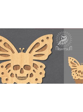 Σετ των 2 Intra απο ξύλο plywood 3mm-4mm πάχος Διακόσμηση κοπής με λέιζερ κρανίου πεταλούδας 6 Δίασταση 15x15 cm INTRAFABR-123688956