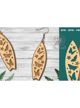 Σετ των 3 Intra απο ξύλο plywood 3mm-4mm πάχος Σκουλαρίκια κομμένα με λέιζερ σανίδα του σερφ Butterfly Δίασταση 3x3 cm INTRAFABR-114527895