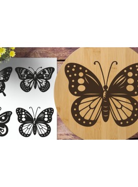 Σετ των 2 Intra απο ξύλο plywood 3mm-4mm πάχος Butterfly | Χαραγμένο με λέιζερ Δίασταση 30x20 cm INTRAFABR-125080783