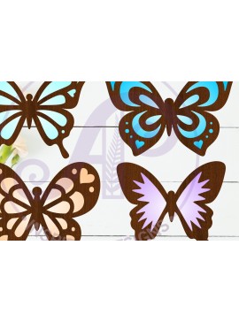 Σετ των 2 Intra απο ξύλο plywood 3mm-4mm πάχος Πεταλούδα δύο επιπέδων κοπής με λέιζερ D5 Δίασταση 30x20 cm INTRAFABR-121560421