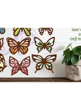 Σετ των 2 Intra απο ξύλο plywood 3mm-4mm πάχος Butterfly Two Layer Cut Outs  Δίασταση 30x20 cm INTRAFABR-81532481