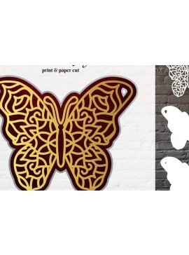 Σετ των 2 Intra απο ξύλο plywood 3mm-4mm πάχος Διάνυσμα πεταλούδας Mandala 3D με στρώσεις Δίασταση 30x30 cm INTRAFABR-15085519