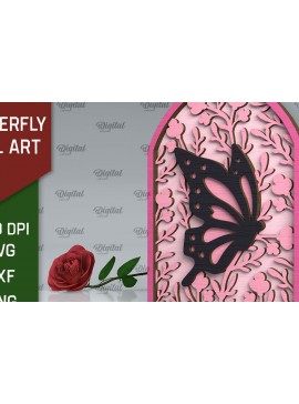 Σετ των 2 Intra απο ξύλο plywood 3mm-4mm πάχος Σχέδιο κοπής με λέιζερ τέχνης τοίχου πεταλούδας Δίασταση 40x40 cm INTRAFABR-102117912