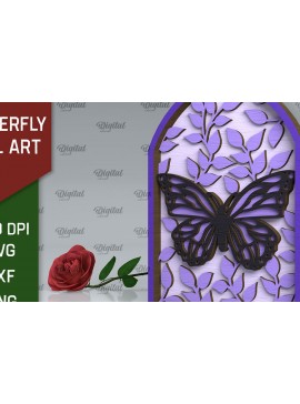 Σετ των 2 Intra απο ξύλο plywood 3mm-4mm πάχος Σχέδιο κοπής με λέιζερ τέχνης τοίχου πεταλούδας Δίασταση 40x40 cm INTRAFABR-102117986