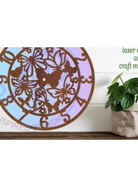 Σετ των 3 Intra απο ξύλο plywood 3mm-4mm πάχος Ρολόι τοίχου Butterfly  Cut  Δίασταση 8x8 cm INTRAFABR-85418152