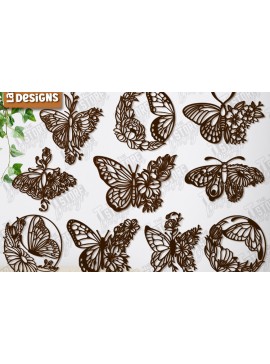 Σετ των 2 Intra απο ξύλο plywood 3mm-4mm πάχος κοπής με λέιζερ διακόσμηση τοίχου πεταλούδας Δίασταση 40x40 cm INTRAFABR-123419269