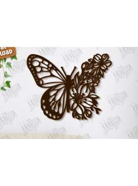 Σετ των 2 Intra απο ξύλο plywood 3mm-4mm πάχος Διακόσμηση τοίχου με πεταλούδα | Φύση Δίασταση 40x40 cm INTRAFABR-123120334