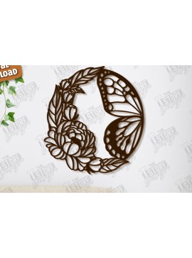 Intra απο ξύλο plywood 3mm-4mm πάχος Διακόσμηση τοίχου με πεταλούδα | Φύση Δίασταση 40x40 cm INTRAFABR-123120335