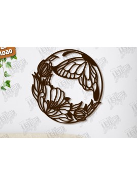 Intra απο ξύλο plywood 3mm-4mm πάχος Διακόσμηση τοίχου με πεταλούδα | Φύση Δίασταση 40x40 cm INTRAFABR-123120340