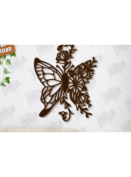 Σετ των 2 Intra απο ξύλο plywood 3mm-4mm πάχος Διακόσμηση τοίχου πεταλούδας με λέιζερ | Τέχνη τοίχου Δίασταση 40x40 cm INTRAFABR-123419181