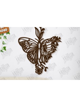 Intra απο ξύλο plywood 3mm-4mm πάχος Διακόσμηση τοίχου πεταλούδας με λέιζερ | Τέχνη τοίχου Δίασταση 40x40 cm INTRAFABR-123419189