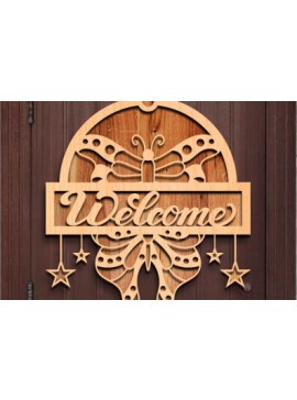 Σετ των 3 Intra απο ξύλο plywood 3mm-4mm πάχος Butterfly Welcome Sign . Δίασταση 3x3 cm INTRAFABR-76213630