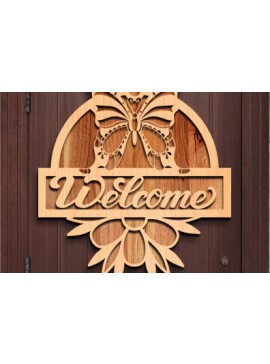 Σετ των 3 Intra απο ξύλο plywood 3mm-4mm πάχος Butterfly Welcome Sign . Δίασταση 3x3 cm INTRAFABR-76213638