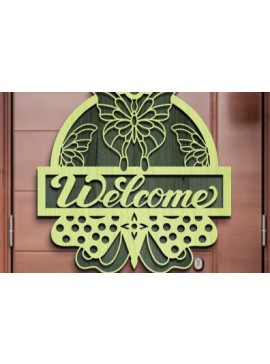 Σετ των 3 Intra απο ξύλο plywood 3mm-4mm πάχος Butterfly Welcome Sign . Δίασταση 3x3 cm INTRAFABR-76213649