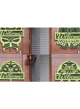 Σετ των 2 Intra απο ξύλο plywood 3mm-4mm πάχος Butterfly Welcome Sign Set Δίασταση 30x20 cm INTRAFABR-76426011