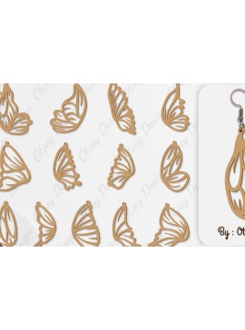 Σετ των 3 Intra απο ξύλο plywood 3mm-4mm πάχος Σκουλαρίκι με φτερό πεταλούδας με Δίασταση 3x3 cm INTRAFABR-100162447