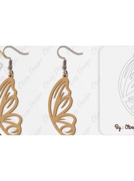 Σετ των 3 Intra απο ξύλο plywood 3mm-4mm πάχος Σκουλαρίκι με φτερό πεταλούδας Δίασταση 3x3 cm INTRAFABR-101161989