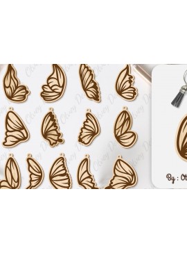 Σετ των 3 Intra απο ξύλο plywood 3mm-4mm πάχος κοπής με λέιζερ μπρελόκ με φτερό πεταλούδας Δίασταση 6x6 cm INTRAFABR-100162535