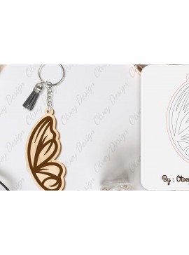 Σετ των 3 Intra απο ξύλο plywood 3mm-4mm πάχος Μπρελόκ με φτερό πεταλούδας με λέιζερ Δίασταση 6x6 cm INTRAFABR-101180076