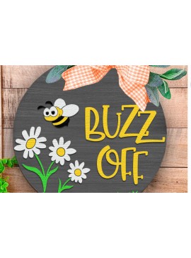 Σετ των 2 Intra απο ξύλο plywood 3mm-4mm πάχος Buzz off , Πολυεπίπεδη πινακίδα πόρτας Δίασταση 30x20 cm INTRAFABR-115838266