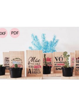 Σετ των 2 Intra απο ξύλο plywood 3mm-4mm πάχος Κάκτος κουτί με κείμενο Δίασταση 15x15 cm INTRAFABR-113373944