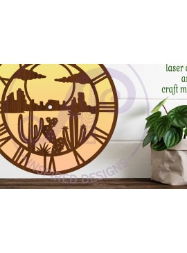 Σετ των 3 Intra απο ξύλο plywood 3mm-4mm πάχος Cactus Desert Clock Ρολόι τοίχου Cactus Cut  Δίασταση 8x8 cm INTRAFABR-113348486