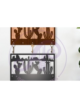 Σετ των 2 Intra απο ξύλο plywood 3mm-4mm πάχος Σχέδια θήκης κλειδιού Cactus Desert Δίασταση 12x12 cm INTRAFABR-116496565