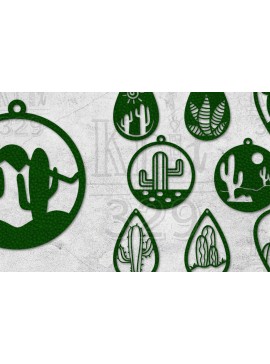 Σετ των 3 Intra απο ξύλο plywood 3mm-4mm πάχος κοπής με λέιζερ σκουλαρίκι κάκτου Δίασταση 3x3 cm INTRAFABR-29664674