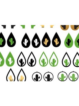 Σετ των 3 Intra απο ξύλο plywood 3mm-4mm πάχος Σκουλαρίκι Κάκτου , Ζουμερό σκουλαρίκι Δίασταση 3x3 cm INTRAFABR-6775899