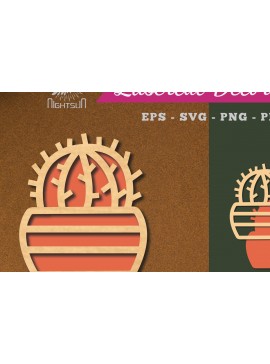 Σετ των 2 Intra απο ξύλο plywood 3mm-4mm πάχος Διακόσμηση Cactus 2 Δίασταση 15x15 cm INTRAFABR-113391211